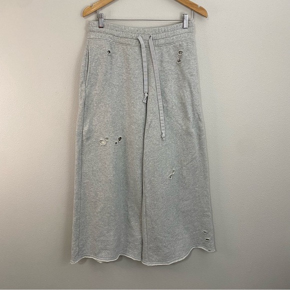 Aerie Wide Leg Fleece Skater‎ Sweatpants Gray Women’s Size Small Short - Picture 2 of 9